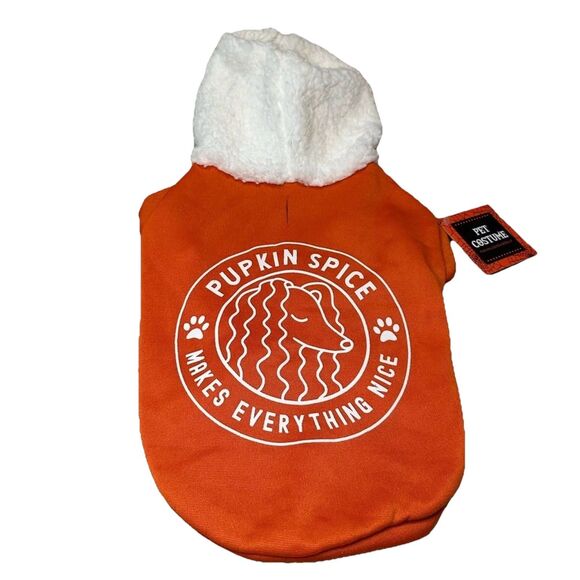 Pumpkin Spice Dog Hoodie Size Medium NWT Pet Puppy Gift Fall Halloween Costume - Picture 1 of 6